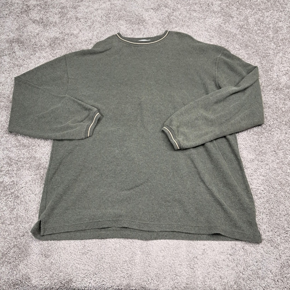 Benchline Mens XL Olive Green Long Sleeve Textured Knit Pullover Sweatshirt